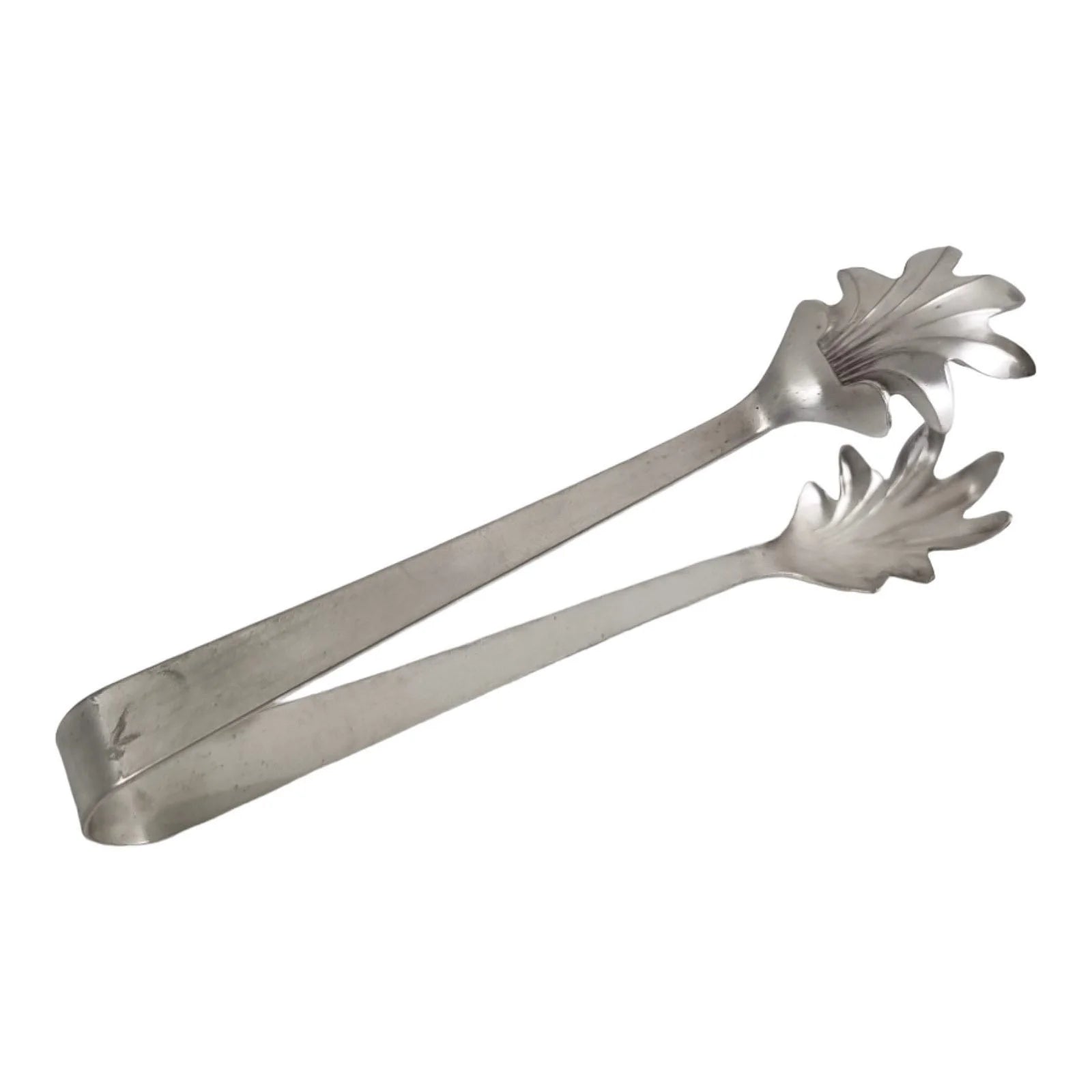 Victorian WMF swing handle ice bucket with frosted crackled glass, ice-cube shape, bird claw tongs