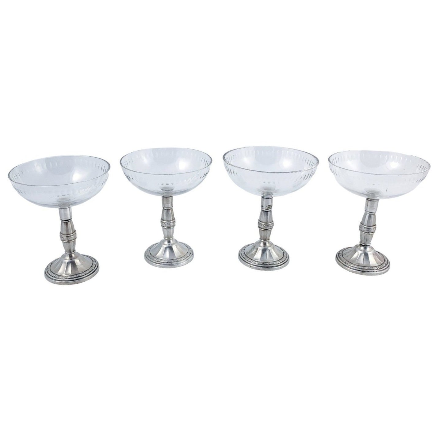 Jugendstil Art Nouveau WMF silver plated fruit set – cut-glass serving tazza and 4 dessert bowls