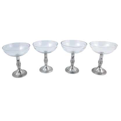 Jugendstil Art Nouveau WMF silver plated fruit set – cut-glass serving tazza and 4 dessert bowls