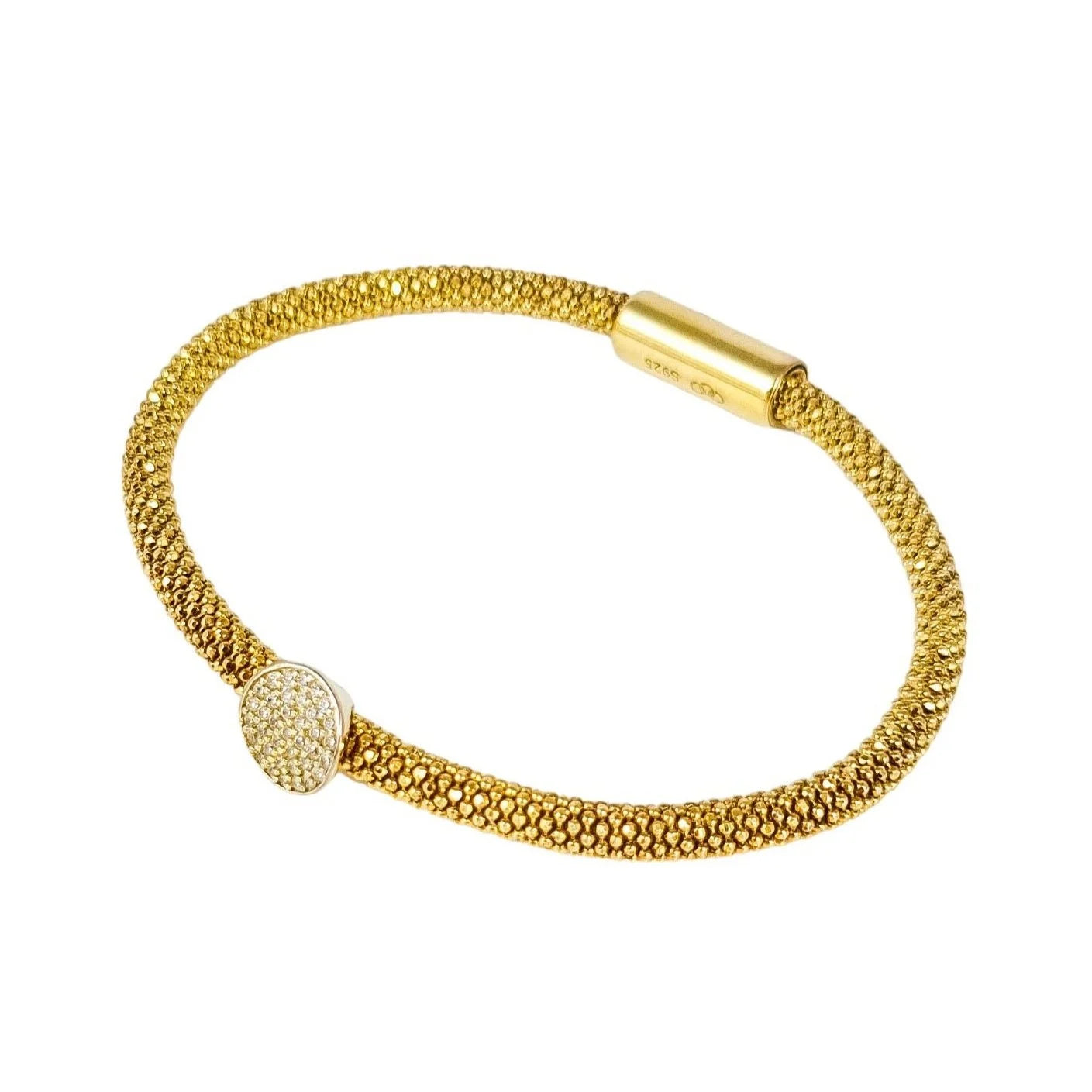 Sterling silver Links of London Star Dust 18ct gold vermeil bead mesh bracelet