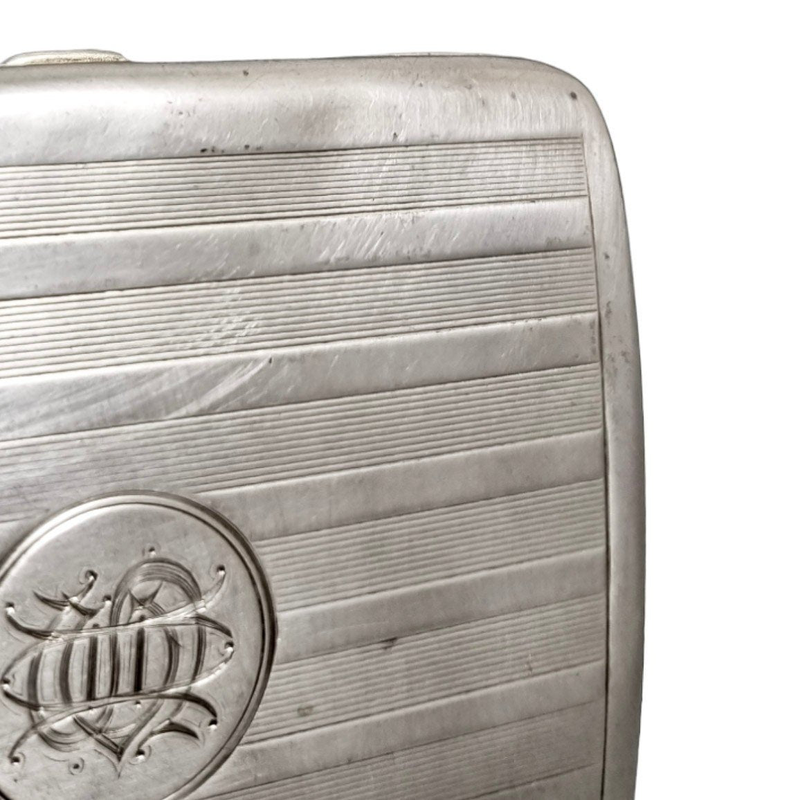 Edwardian gilt sterling silver cigarette case, engine turned, A & J Zimmerman 1908