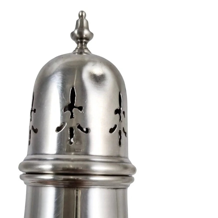 Vintage sterling silver tall tower sugar caster / shaker/ muffineer with fleur-de-lis lid