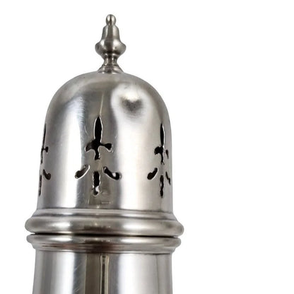 Vintage sterling silver tall tower sugar caster / shaker/ muffineer with fleur-de-lis lid