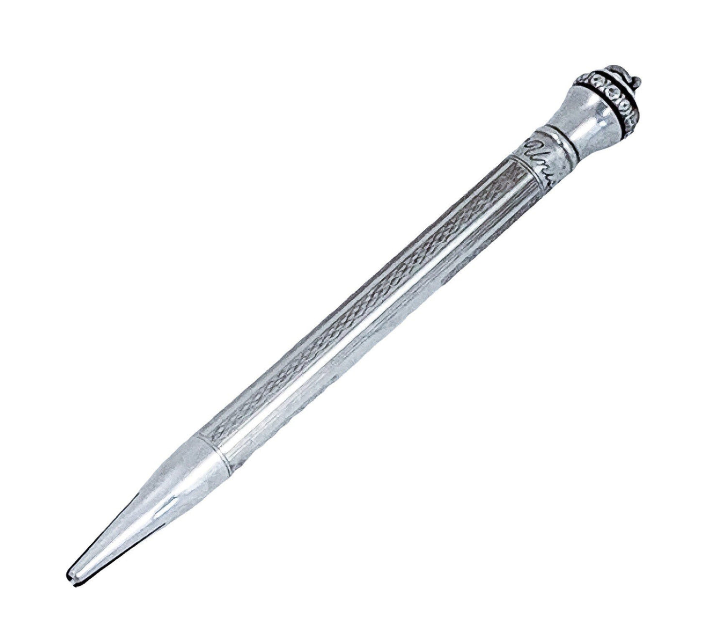 1940’s French 800 silver mechanical propelling twist pencil "Unic" with a bale for Mad Men necklace