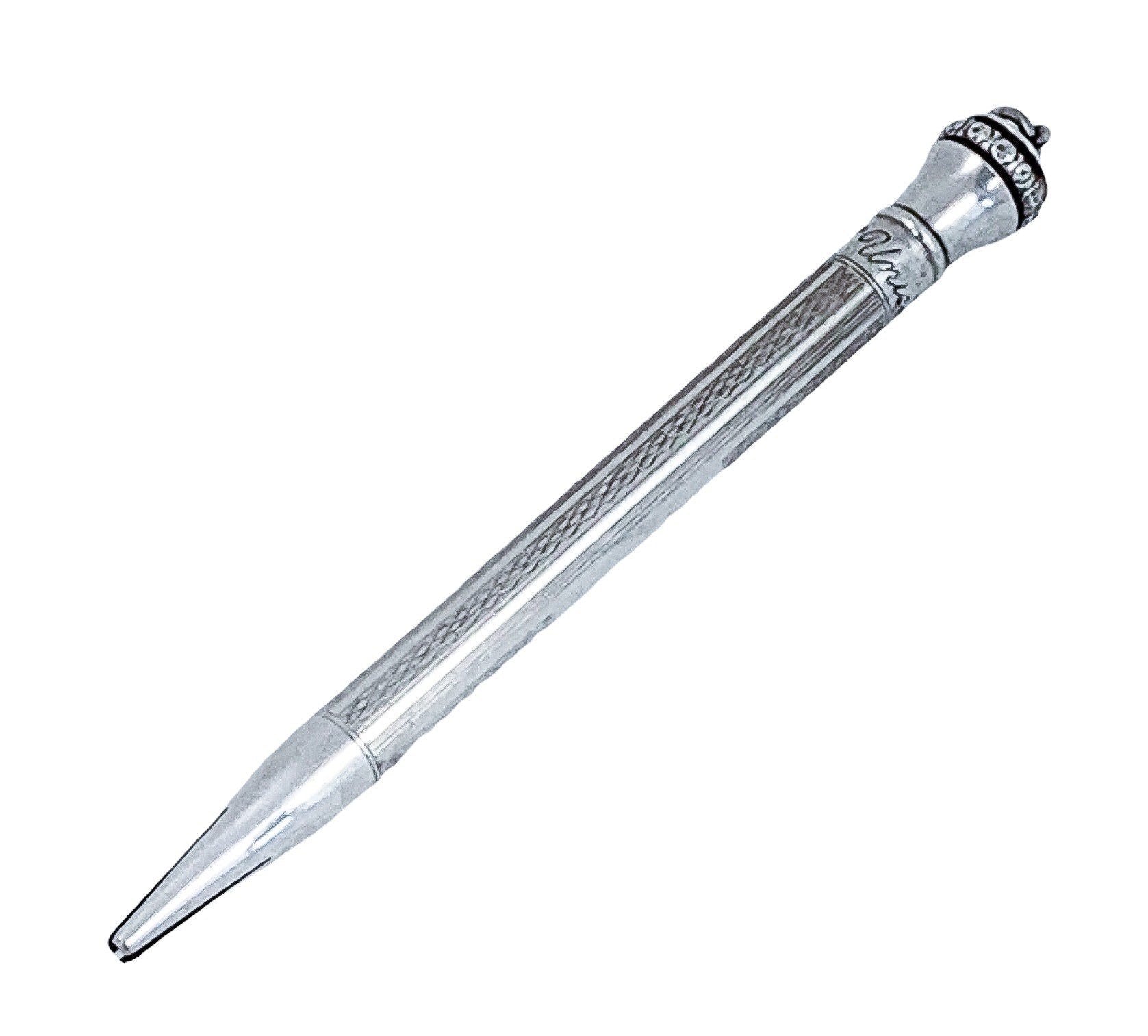 1940’s French 800 silver mechanical propelling twist pencil "Unic" with a bale for Mad Men necklace