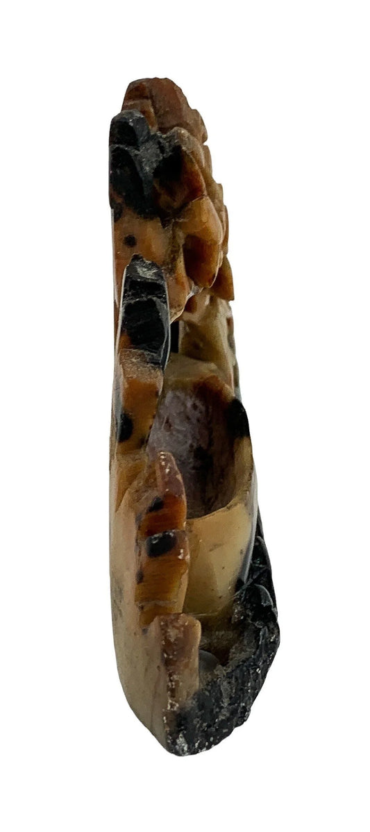 Chinese Republic soapstone calligraphy brush washer pot figurine flowering prunus tree