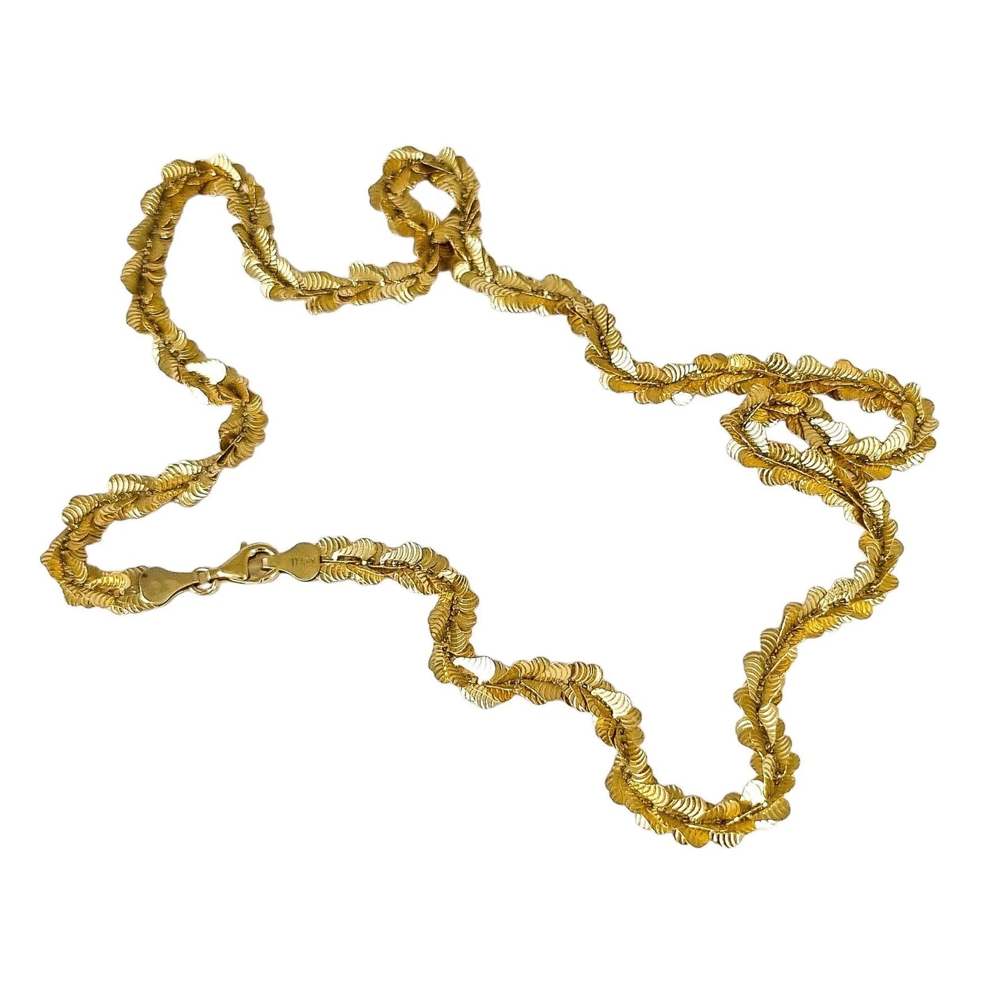 Vintage Italian sterling silver gold plated statement fancy chain leaf necklace