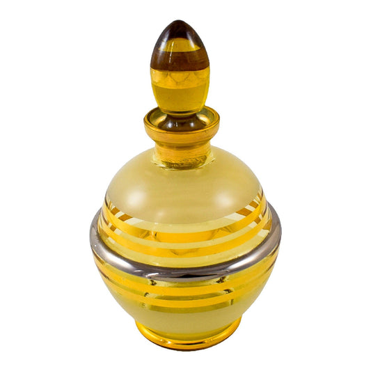 Art Deco De Rupel Boom amber glass gilded liquor decanter bottle