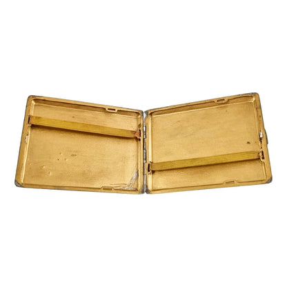 Art Deco Polish solid silver 9 ct gold large cigarette case geometric engraving “Lewandowski” 117g