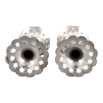 Edwardian German 835 solid silver pair of spill bud vases Bruckmann & Söhne, pierced star design