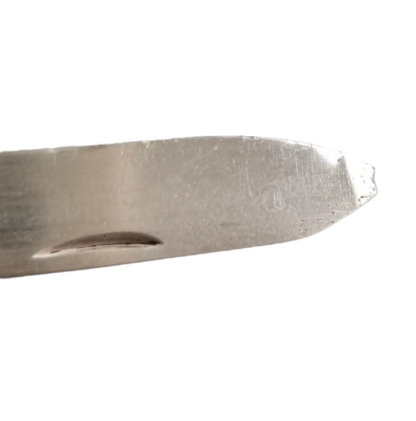 Edwardian sterling silver engraved mother-of-pearl folding pocket pen fruit knife, William Needham, 1907, inscribed “Amy”