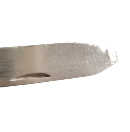 Edwardian sterling silver engraved mother-of-pearl folding pocket pen fruit knife, William Needham, 1907, inscribed “Amy”