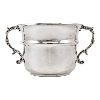 WWI-era sterling silver porringer bowl, snake serpent handles, Martin Hall & Co