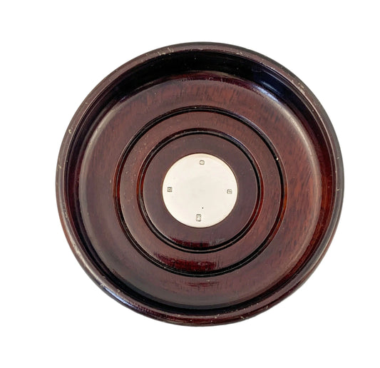 Vintage sterling silver and mahogany wood wine bottle coaster