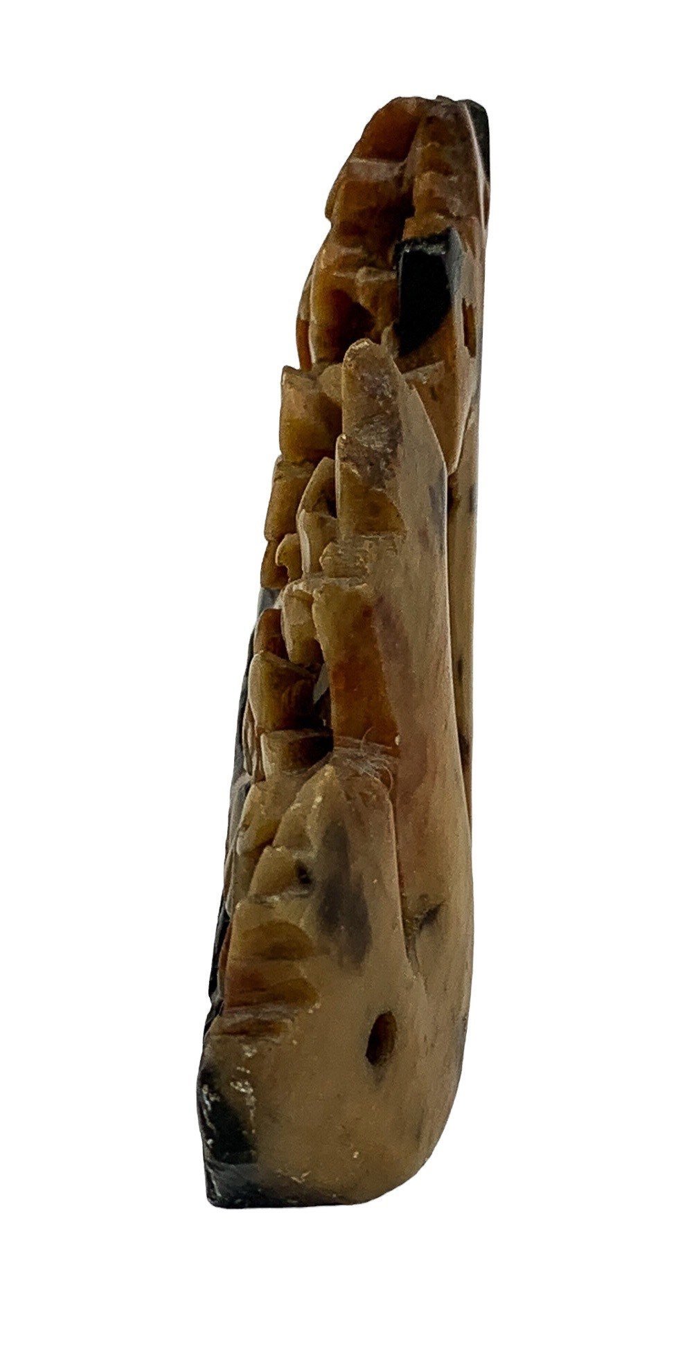 Chinese Republic soapstone calligraphy brush washer pot figurine flowering prunus tree