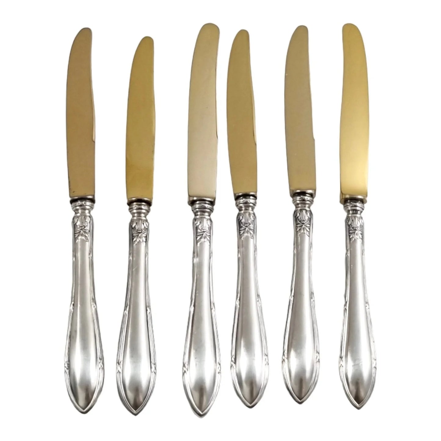 Antique 6 person 800 silver gilt fruit cutlery set boxed Jules Albrecht Geneve