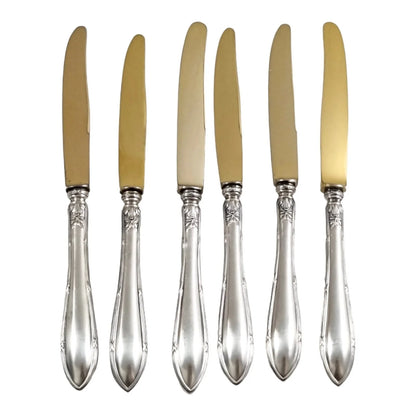 Antique 6 person 800 silver gilt fruit cutlery set boxed Jules Albrecht Geneve
