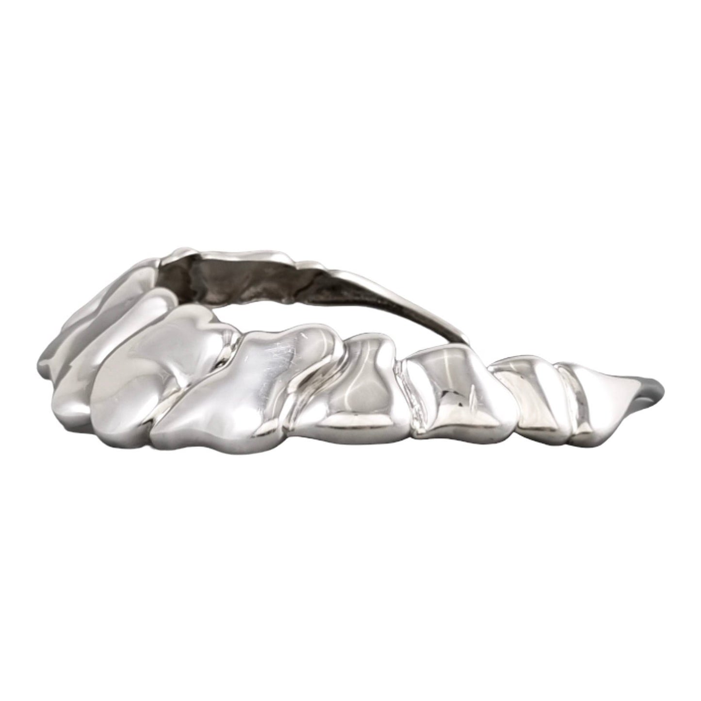 Large sterling silver Modernist chunky, collar bib statement necklace with wavy Abstract scales