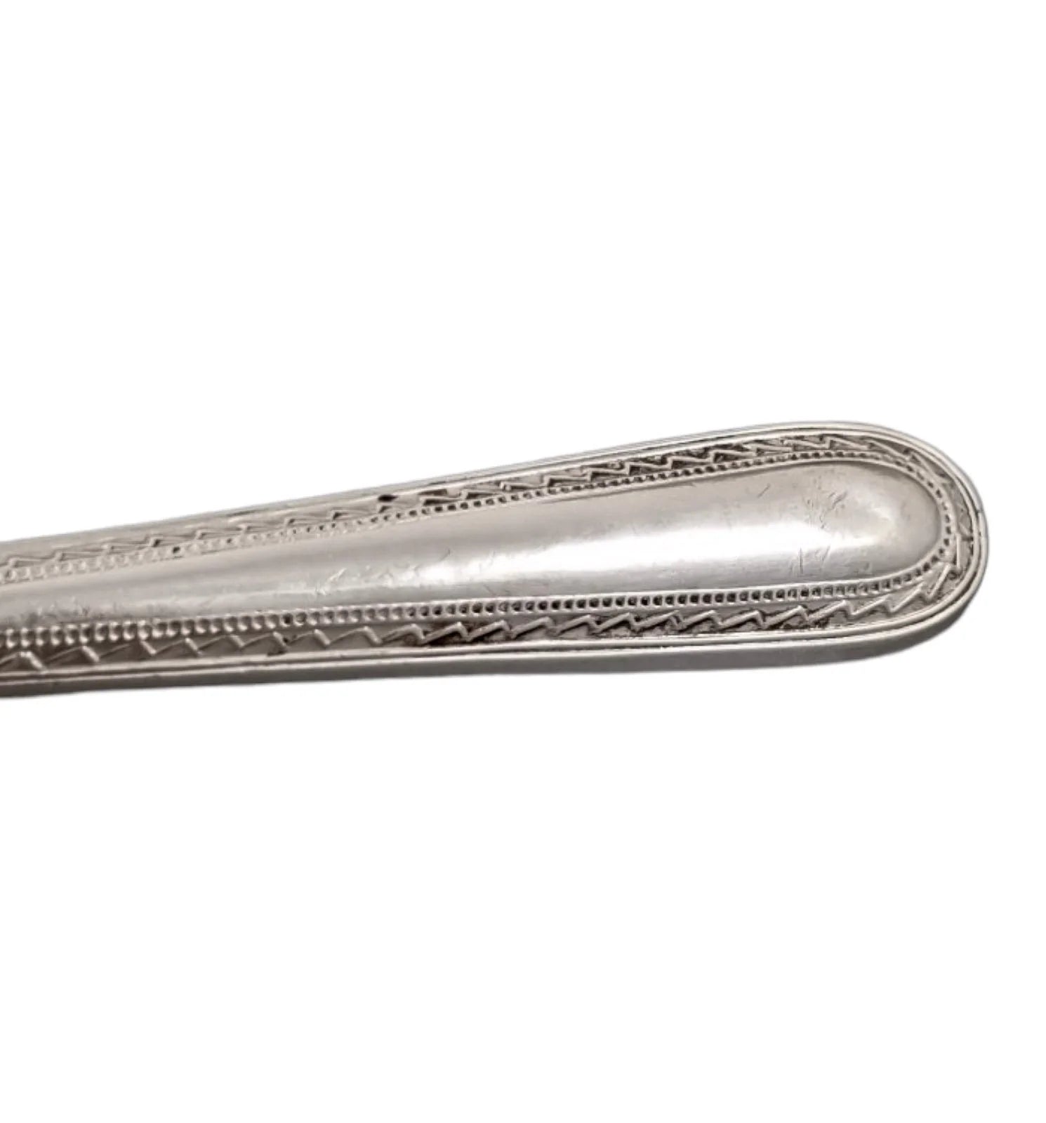 Art Deco sterling silver set 6 tea butter knives, geometric bands, cased, Yates Bros, 1932