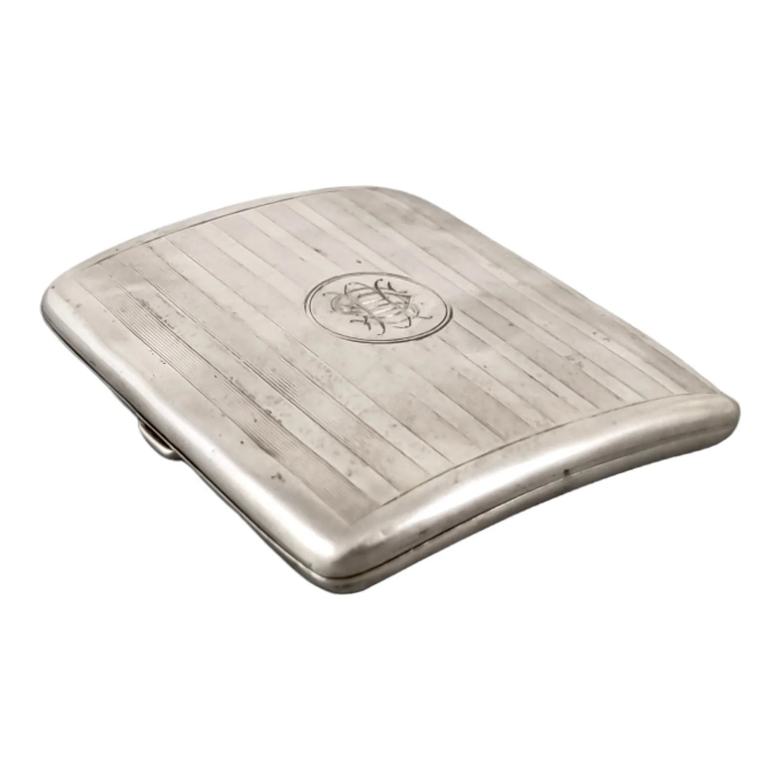 Edwardian gilt sterling silver cigarette case, engine turned, A & J Zimmerman 1908