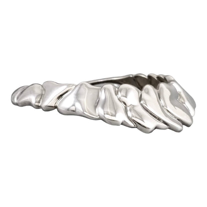 Large sterling silver Modernist chunky, collar bib statement necklace with wavy Abstract scales