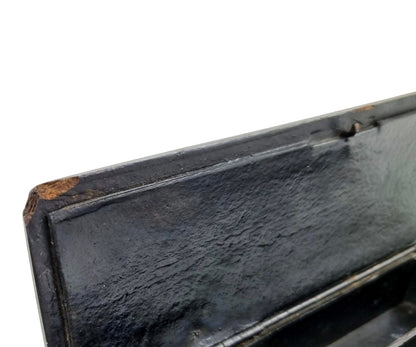 Victorian lacquered papier mache pencil case / pen box with hand-painted children