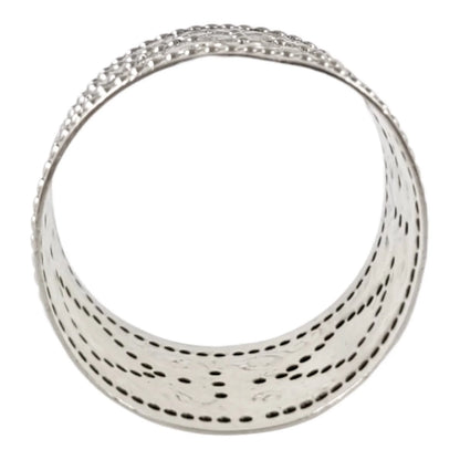 Victorian sterling silver boxed pair 2 napkin rings scrolls & beads, vacant cartouche, William Hunter 1876