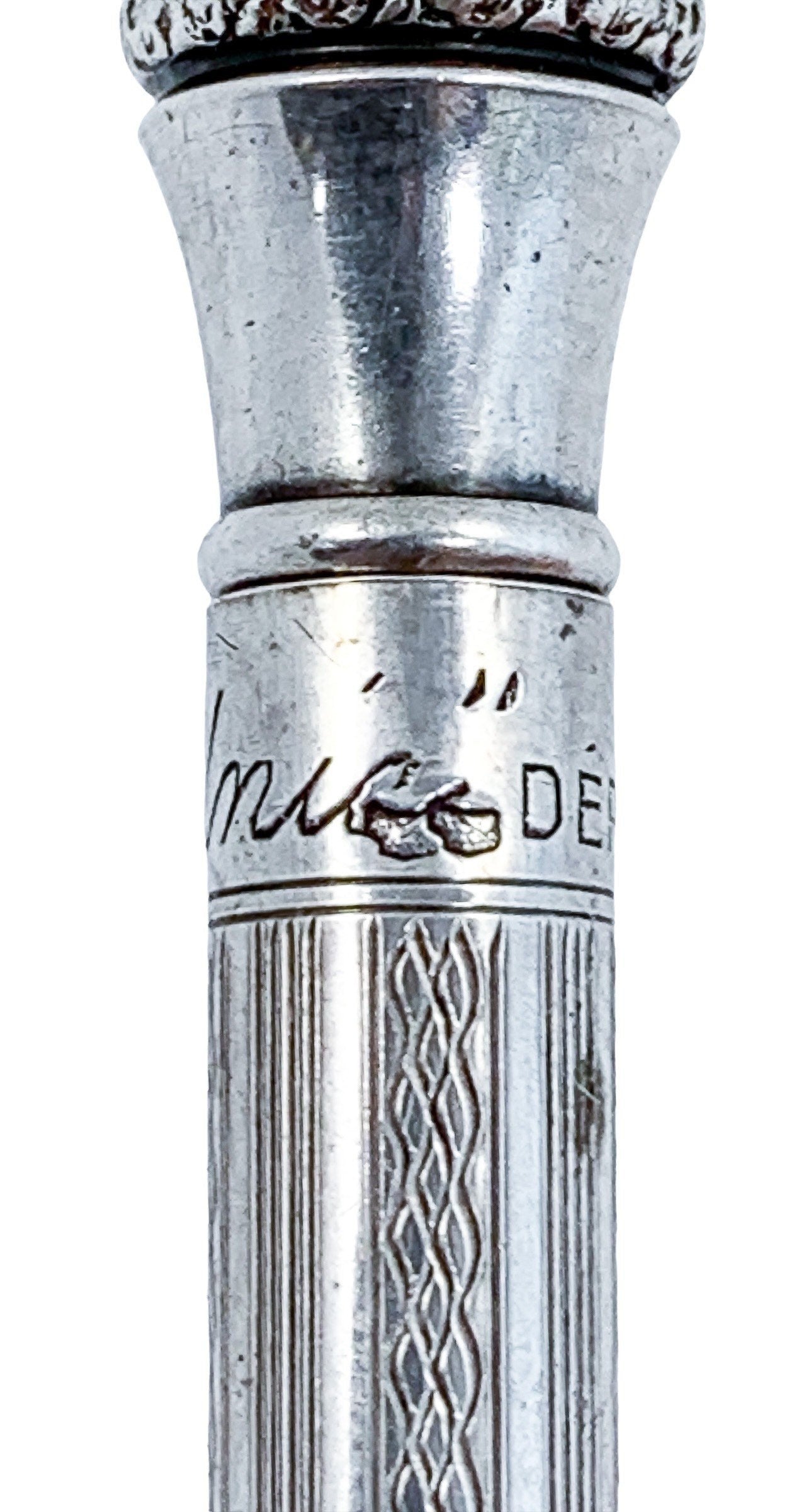 1940’s French 800 silver mechanical propelling twist pencil "Unic" with a bale for Mad Men necklace