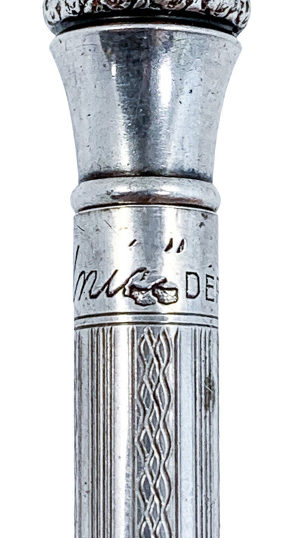 1940’s French 800 silver mechanical propelling twist pencil "Unic" with a bale for Mad Men necklace