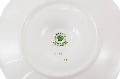 Hammersley and Co pair of bone china chambersticks moulded with scrolls and gilded
