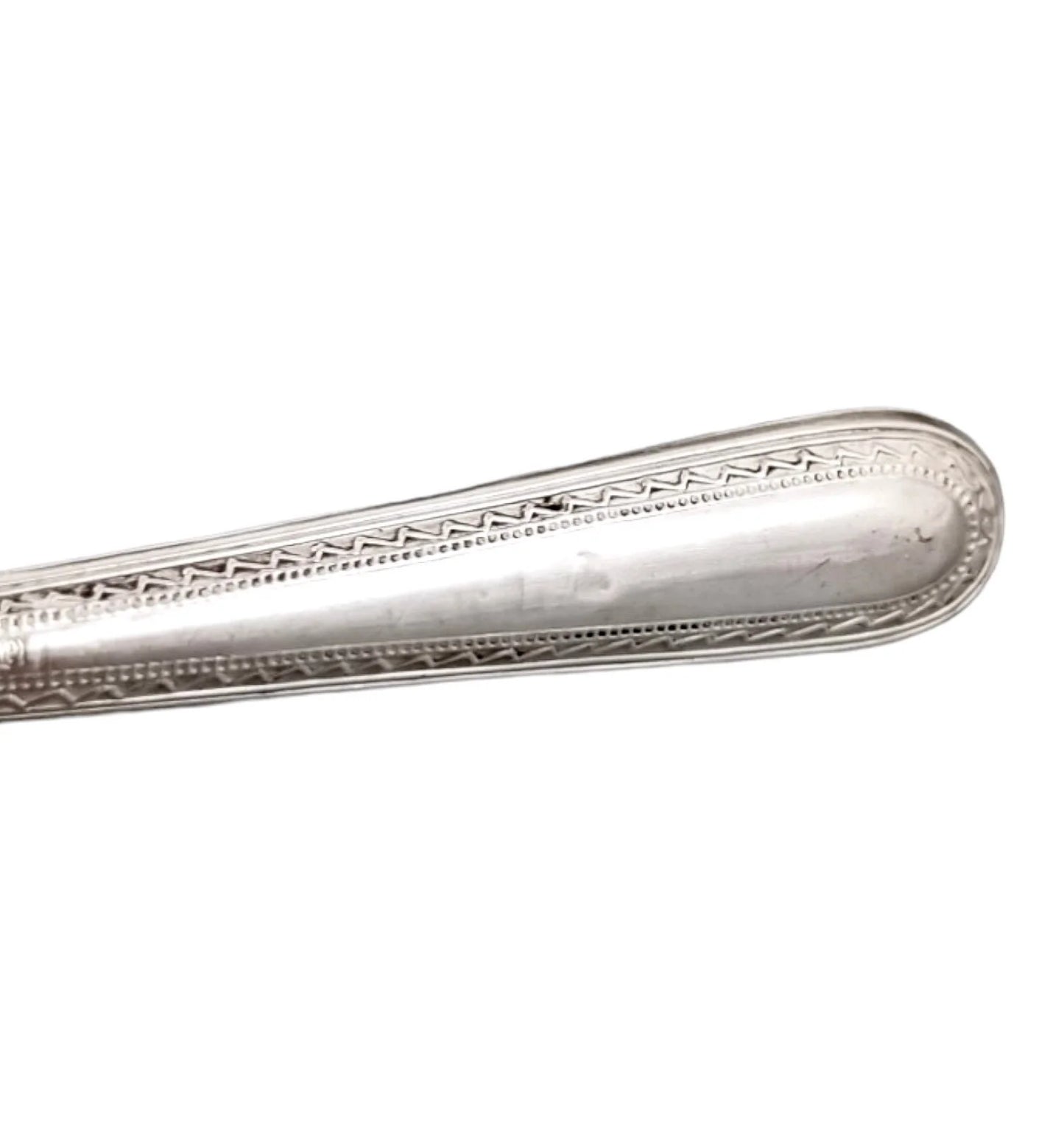 Art Deco sterling silver set 6 tea butter knives, geometric bands, cased, Yates Bros, 1932