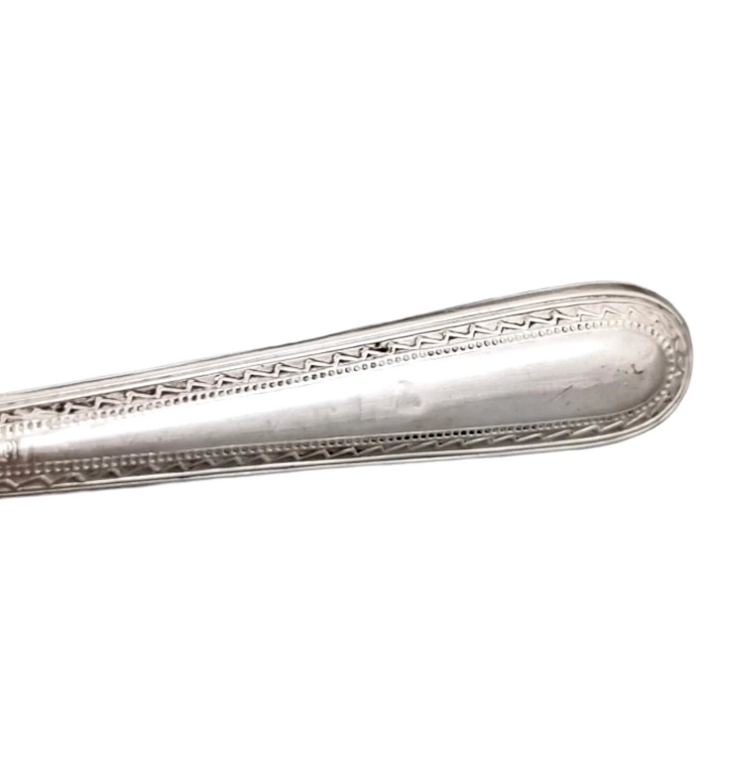 Art Deco sterling silver set 6 tea butter knives, geometric bands, cased, Yates Bros, 1932