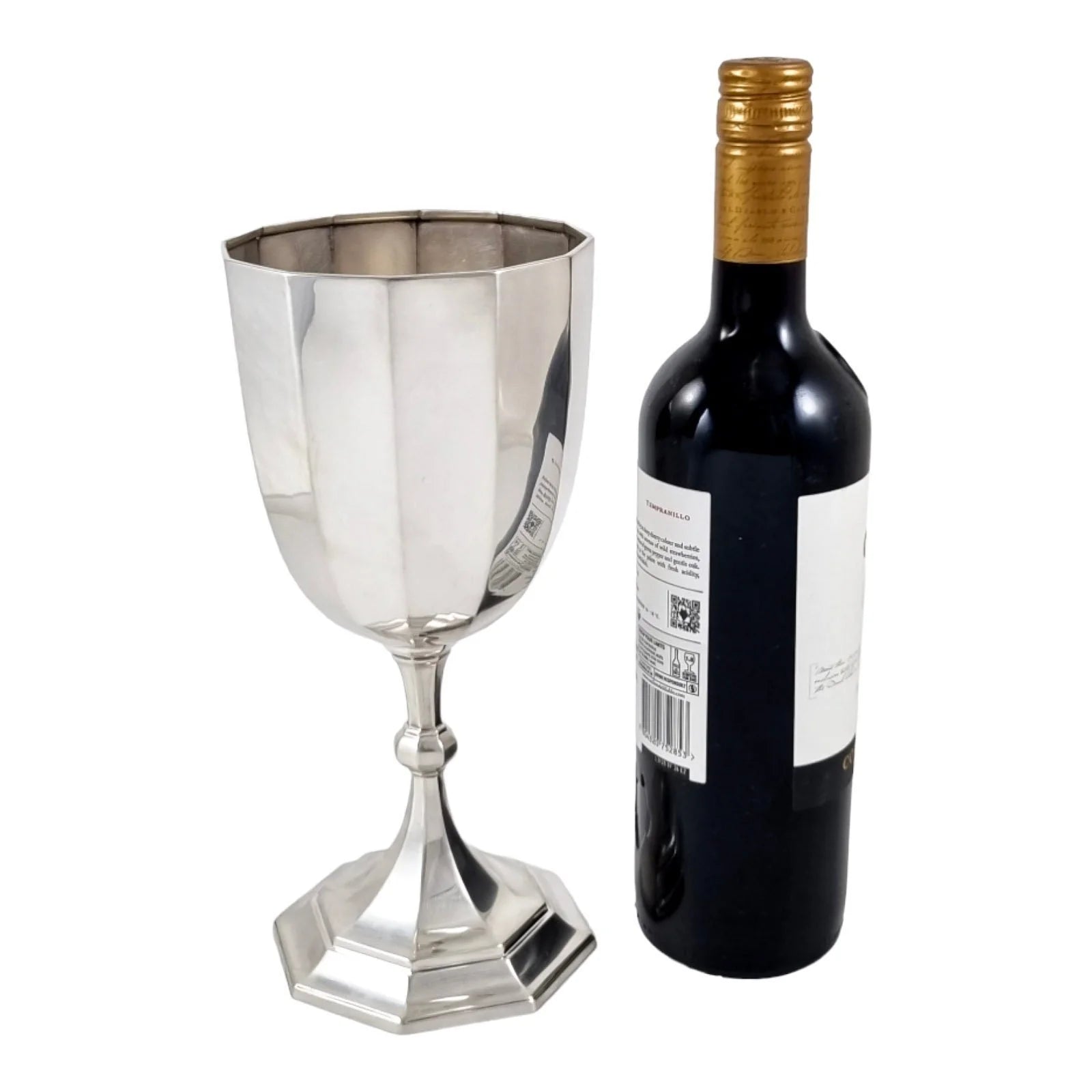 Huge sterling silver Edwardian wine goblet / vase / trophy cup by William Hutton