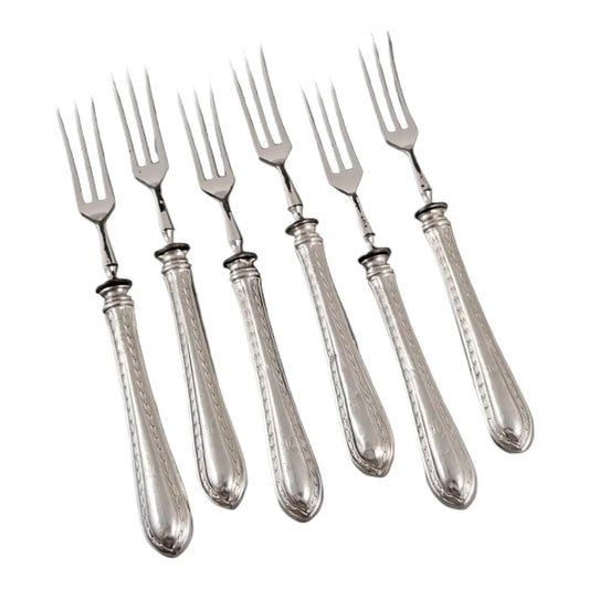 Mappin & Webb sterling silver Art Deco 12pc 6 person dessert fruit cutlery set, 1936