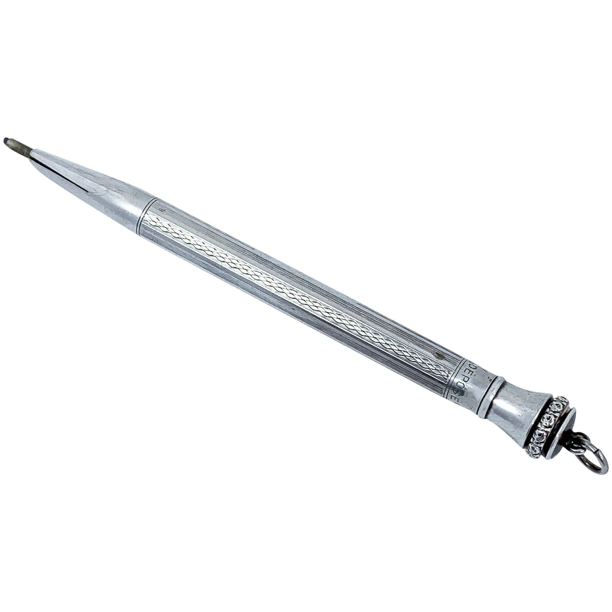 1940’s French 800 silver mechanical propelling twist pencil "Unic" with a bale for Mad Men necklace