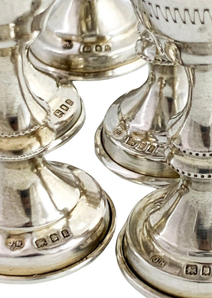 George V Jacob Rosenzweig 5 gilt sterling silver Kiddush wine cups, Star of David wrigglework
