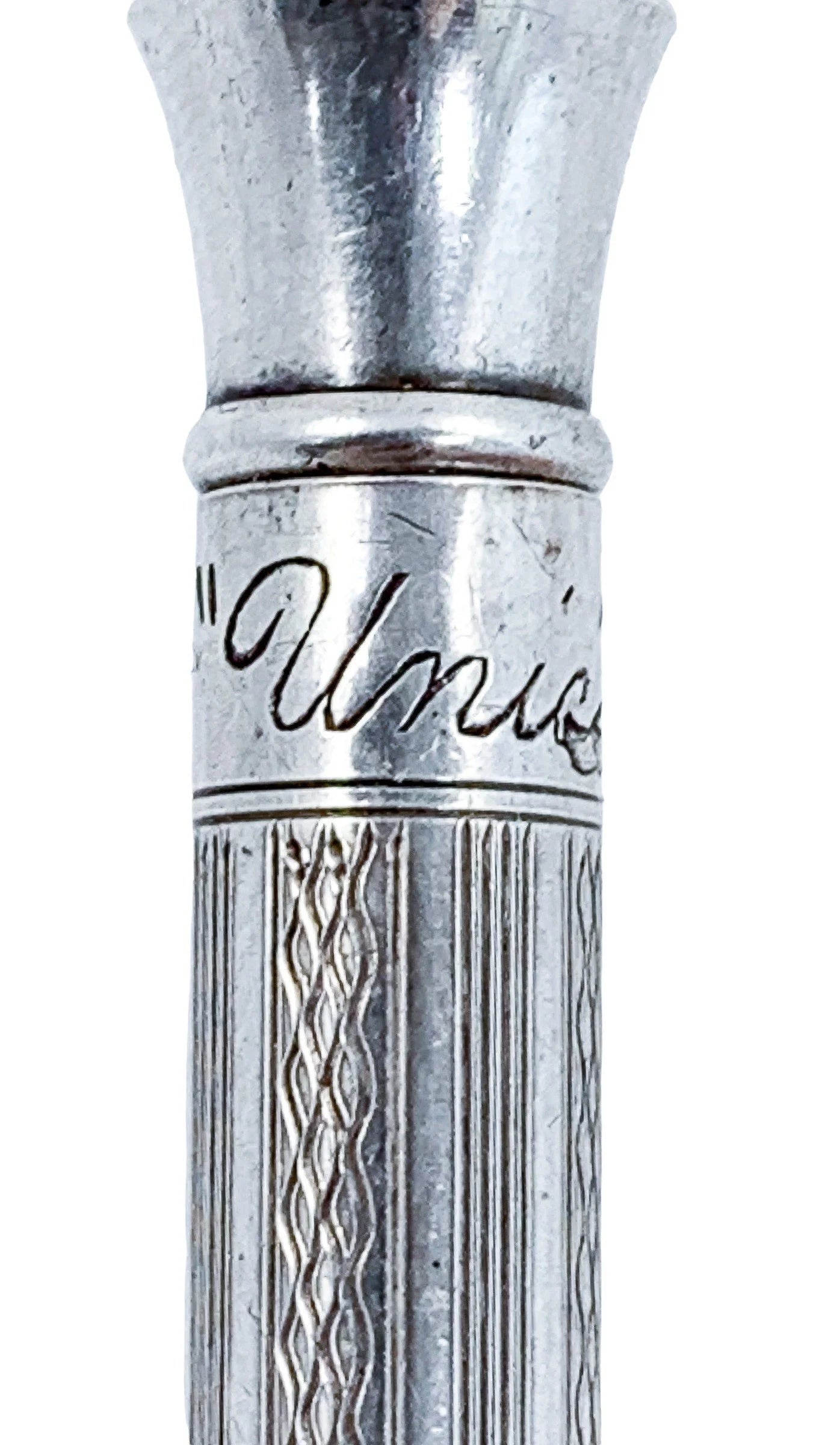 1940’s French 800 silver mechanical propelling twist pencil "Unic" with a bale for Mad Men necklace