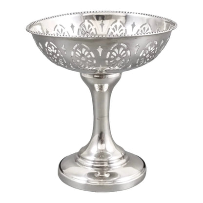 Continental solid silver Edwardian bonbon candy basket / pedestal bowl with pierced decoration