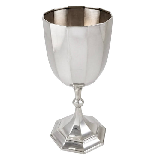 Huge sterling silver Edwardian wine goblet / vase / trophy cup by William Hutton