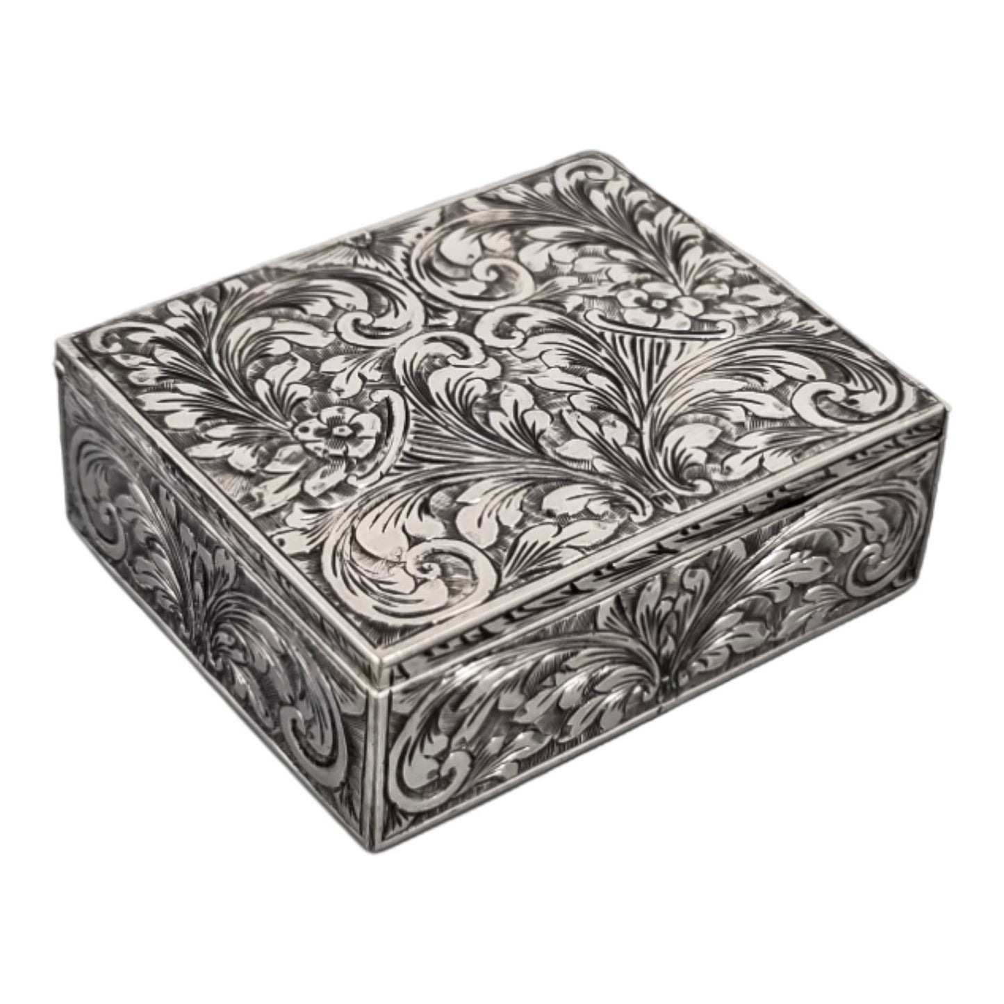 Art Deco Italian silver compact case with mirror & lipstick, Nardi Liberto, engraved scrolls