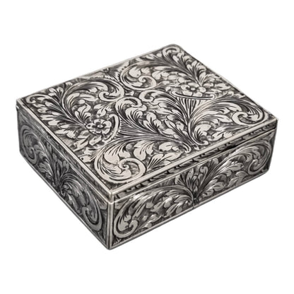 Art Deco Italian silver compact case with mirror & lipstick, Nardi Liberto, engraved scrolls