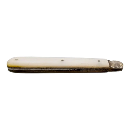 Art Deco sterling silver mother-of-pearl folding pocket fruit knife CW Fletcher, 1922