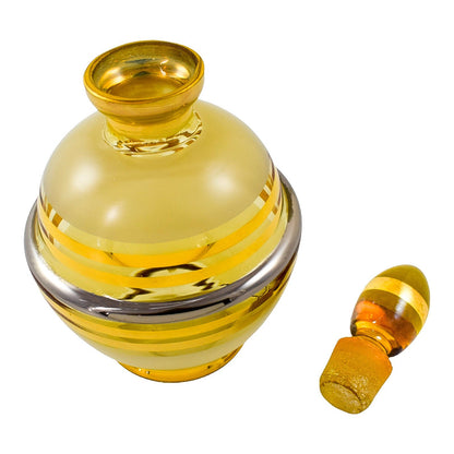 Art Deco De Rupel Boom amber glass gilded liquor decanter bottle