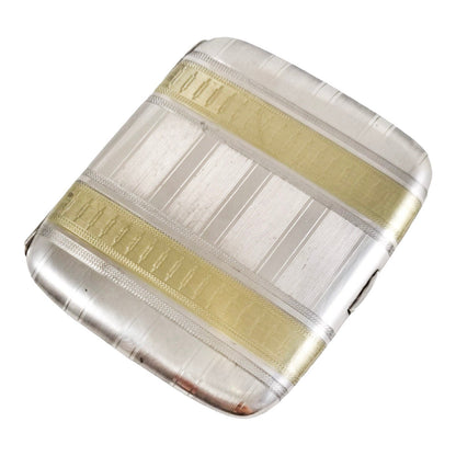 Napier Art Deco 14 ct yellow gold and sterling silver cigarette / card case