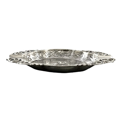 Vintage 1960’s Dutch solid silver 2-slot oval ashtray embossed with windmill landscape