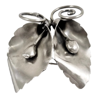Modernist sterling silver calla lily brooch, handmade by Joseph Masaniello, USA, circa 1950s, signed JM