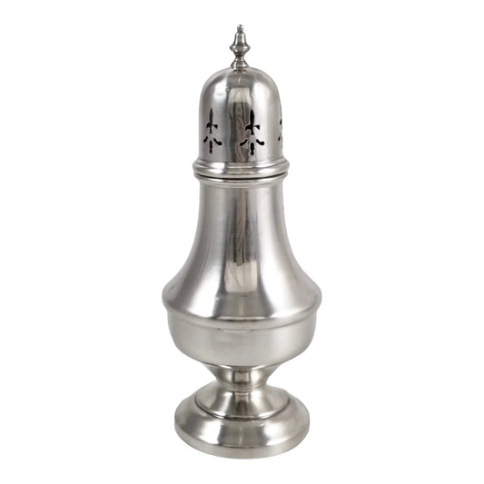 Vintage sterling silver tall tower sugar caster / shaker/ muffineer with fleur-de-lis lid