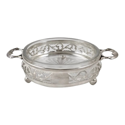 Edwardian Canadian Roden Bros sterling silver pierced butter / caviar dish and knife
