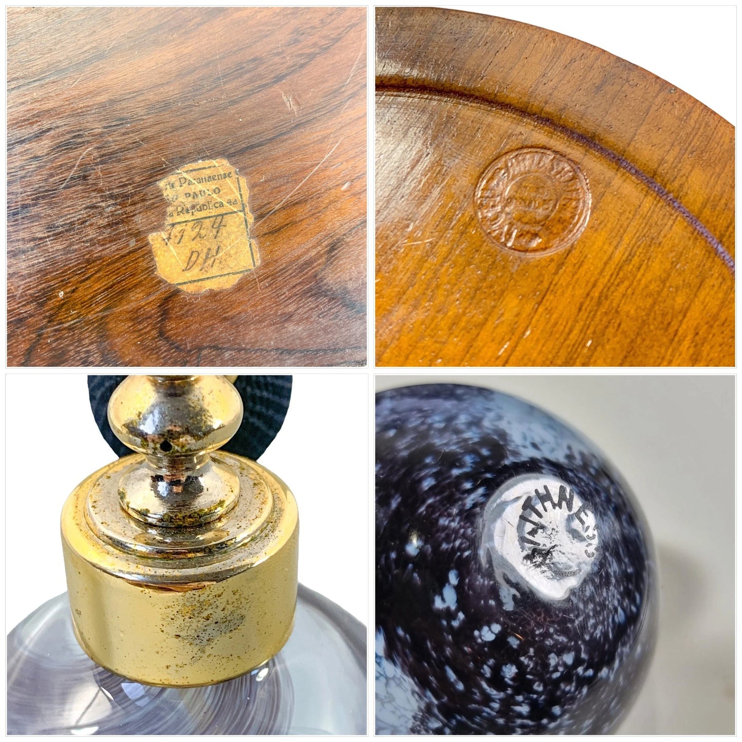Dressing table Brazilian wood inlaid tray, marquetry jewellery box and Caithness perfume atomiser