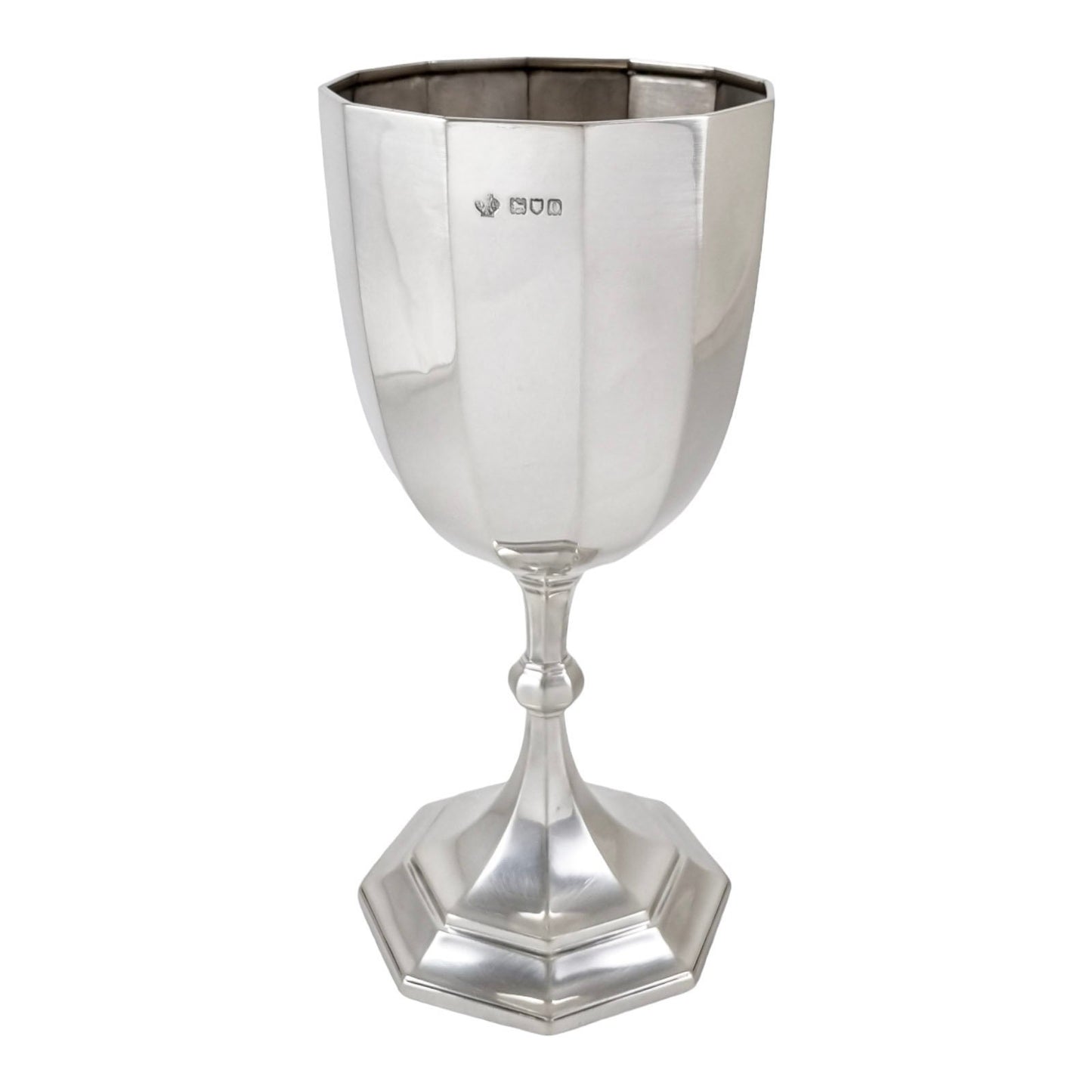 Huge sterling silver Edwardian wine goblet / vase / trophy cup by William Hutton